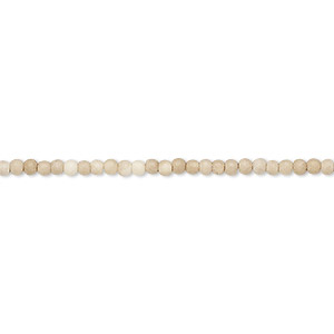 Bead, magnesite (dyed / stabilized), tan, 2mm round, C grade, Mohs hardness 3-1/2 to 4. Sold per 16-inch strand.