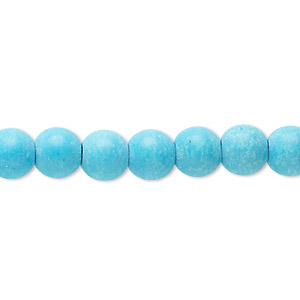 Bead, magnesite (dyed / stabilized), matte blue, 7-8mm round, C grade, Mohs hardness 3-1/2 to 4. Sold per 15-inch strand.