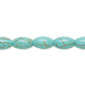 Bead, magnesite (dyed / stabilized), light teal green, 12x7mm-12x8mm oval, C grade, Mohs hardness 3-1/2 to 4. Sold per 15-inch strand.