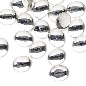 Cabochon, acrylic, transparent clear, 10x8mm non-calibrated oval. Sold per pkg of 24.