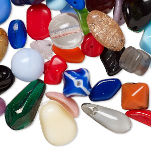Component mix, vintage pressed glass, mixed colors, 3mm-24x17mm mixed shape. Sold per 1/4 pound pkg, 120-200 components.