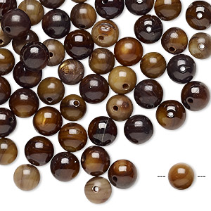 Bead, vintage Japanese mother-of-pearl shell (dyed), light brown and dark brown, 6-7mm round, Mohs hardness 3-1/2. Sold per pkg of 100.