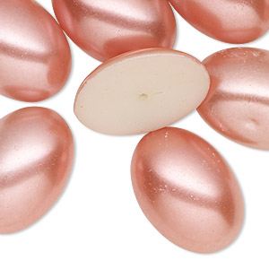 Cabochon, acrylic pearl, dark pink, 25x18mm half-drilled non-calibrated oval. Sold per pkg of 12.