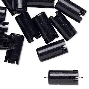 Bead, acrylic, opaque black, 16x8mm interlocking round tube. Sold per pkg of 24.
