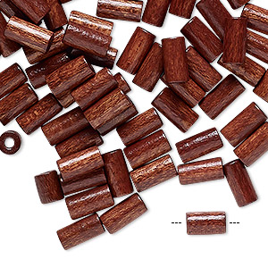Bead, vintage German wood (dyed / coated), dark brown, 8x4mm round tube. Sold per pkg of 100.