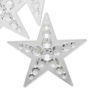 Focal, acrylic, clear, 2-3/4 x 2-1/2 inch star. Sold per pkg of 3 ...