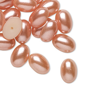Cabochon, acrylic pearl, dark pink, 14x9mm non-calibrated half-drilled oval. Sold per pkg of 24.
