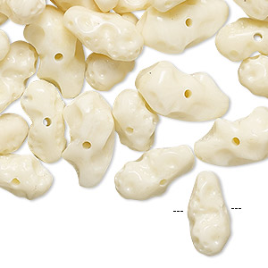 Bead, vintage German acrylic, ivory, small to medium nugget. Sold per pkg of 100.