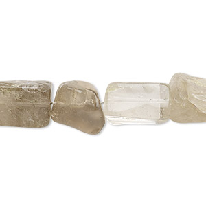 Bead, smoky quartz (heated / irradiated), light, small to medium tumbled nugget, Mohs hardness 7. Sold per 7-inch strand.