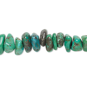 Bead, turquoise (dyed / stabilized), green-brown, large chip, Mohs hardness 5 to 6. Sold per 15&quot; to 16&quot; strand.