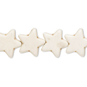 Bead, &quot;howlite&quot; (resin) (imitation), white, 15x14mm star. Sold per 15-inch strand.