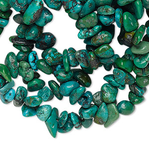 Bead mix, turquoise (dyed / stabilized), blue / green / green-brown, small chip, Mohs hardness 5 to 6. Sold per pkg of (3) 34-inch strands.