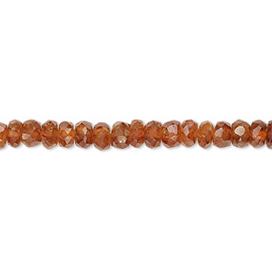 Bead, spessartite garnet (natural), 3x1mm-4x3mm hand-cut faceted rondelle, C+ grade, Mohs hardness 7 to 7-1/2. Sold per 15&quot; to 16&quot; strand.
