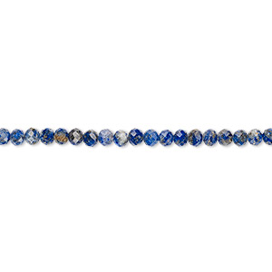 Bead, lapis lazuli (natural), 3x2mm hand-cut faceted rondelle, B grade, Mohs hardness 5 to 6. Sold per 13-inch strand.
