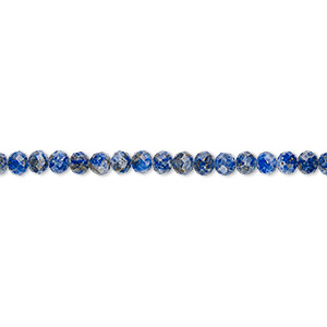 Bead, lapis lazuli (natural), 3mm hand-cut faceted rondelle, B grade, Mohs hardness 5 to 6. Sold per 13-inch strand.