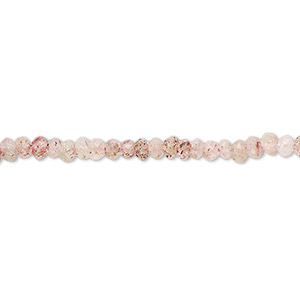 Bead, lodolite (dyed), pink, 2x1mm-3x2mm hand-cut faceted rondelle, C grade, Mohs hardness 7. Sold per 13-inch strand.