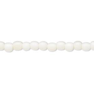 Bead, bone (bleached), white, 4mm round, Mohs hardness 2-1/2. Sold per pkg of (2) 15&quot; to 16&quot; strands.