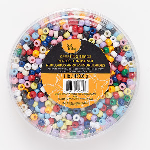 Bead mix, Bead Landing&#153;, plastic, opaque multicolored, 9x6mm pony with 3mm hole. Sold per 1-pound pkg, approximately 1,800 beads.