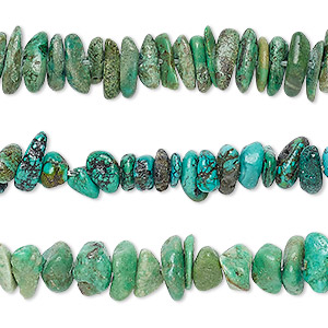 Bead mix, turquoise (dyed / stabilized), green and green-brown, mini to small chip, Mohs hardness 5 to 6. Sold per (3) 15-1/2&quot; to 16&quot; strands.