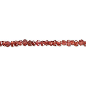 Bead, garnet (dyed), matte, 3x1mm-4x3mm hand-cut faceted rondelle, C+ grade, Mohs hardness 7 to 7-1/2. Sold per 12-inch strand.