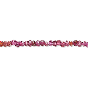Bead, garnet (dyed), matte, 3x2mm-4x3mm hand-cut faceted rondelle, C+ grade, Mohs hardness 7 to 7-1/2. Sold per 13-inch strand.