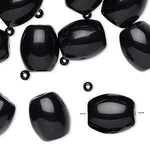 Bead mix, vintage Czech glass, opaque black, 3x2mm rondelle and 14x12mm barrel. Sold per pkg of 45.