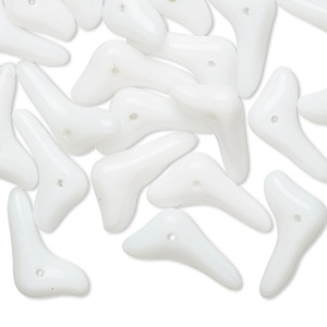 Bead, glass, opaque white, 17x5mm top-drilled sprig with 0.6mm hole. Sold per pkg of 24.