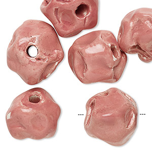 Bead, ceramic, mauve, large nugget with 4-5mm hole. Sold per pkg of 6.
