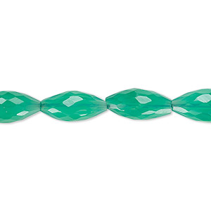 Bead, green onyx (dyed), 12x6mm-15x8mm hand-cut faceted marquise, B+ grade, Mohs hardness 6-1/2 to 7. Sold per 7-inch strand.