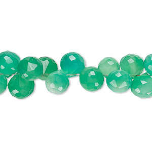 Bead, green onyx (dyed), medium, 6-8mm hand-cut top-drilled faceted teardrop, B+ grade, Mohs hardness 6-1/2 to 7. Sold per 7-inch strand.