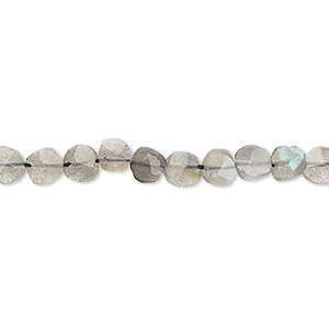 Bead, labradorite (natural), 4-6mm hand-cut faceted flat round with 0.4-1.4m hole, B grade, Mohs hardness 6 to 6-1/2. Sold per 8-inch strand.
