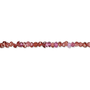 Bead, rhodolite garnet and garnet (dyed), 2x1mm-3x2mm hand-cut faceted rondelle with 0.4-0.6mm hole, C- grade, Mohs hardness 7 to 7-1/2. Sold per 13-inch.