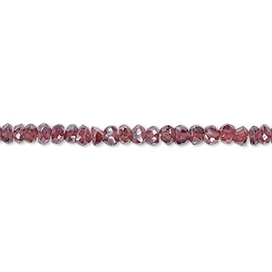 Bead, rhodolite garnet (coated), luster, 3x2mm-4x3mm hand-cut faceted rondelle with 0.4-1.4mm hole, C+ grade, Mohs hardness 7 to 7-1/2. Sold per 13-inch strand.