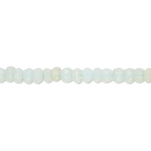 Bead, chalcedony (dyed), sea green, 4x2mm-5x4mm hand-cut faceted rondelle with 0.4-1.4mm hole, B grade, Mohs hardness 6-1/2 to 7. Sold per 13-inch strand.