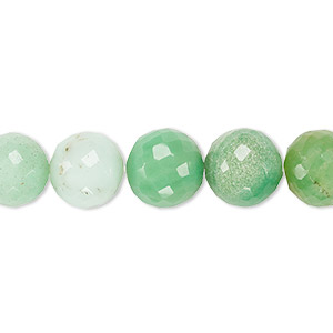Bead, chrysoprase (natural), 10-11mm hand-cut faceted round with 0.4-1.4mm hole, B+ grade, Mohs hardness 6-1/2 to 7. Sold per 8-inch strand.