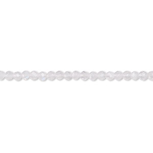 Bead, white moonstone (natural), 2mm faceted round with 0.4-0.6mm hole, B grade, Mohs hardness 6 to 6-1/2. Sold per 13-inch strand.