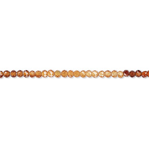 Bead, hessonite garnet (natural), medium-dark, 1.5-2mm faceted round with set pattern and 0.4-0.6mm hole, B+ grade, Mohs hardness 7 to 7-1/2. Sold per 13-inch strand.