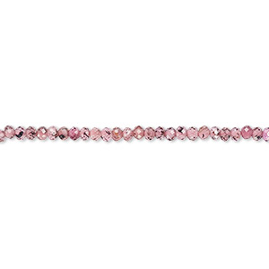 Bead, rhodolite garnet (natural), light, 1.5-2mm faceted round with 0.4-0.6mm hole, B+ grade, Mohs hardness 7 to 7-1/2. Sold per 12-inch strand.