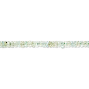 Bead, emerald (oiled), light, 3x1mm-3x2mm hand-cut faceted rondelle with 0.4-0.6mm hole, C grade, Mohs hardness 7-1/2 to 8. Sold per 5-inch strand.