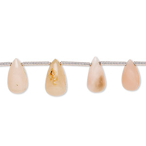 Bead, pink opal and peach opal (natural), light, 9x5mm-13x7mm hand-cut top-drilled teardrop with 0.4-1.4mm hole, B- grade, Mohs hardness 5 to 6-1/2. Sold per pkg of 17.