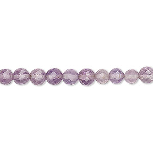 Bead, amethyst (natural), light, 4-5mm hand-cut faceted round with 0.4-1.4mm hole, B grade, Mohs hardness 7. Sold per 8-inch strand.