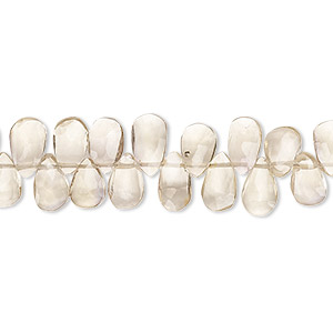 Bead, champagne quartz (heated), 6x4mm-9x7mm graduated hand-cut top-drilled faceted puffed teardrop with 0.4-1.4mm hole, B+ grade, Mohs hardness 7. Sold per 8-inch strand.