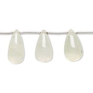 Bead, prehnite (natural), 10x6mm-15x9mm graduated hand-cut top-drilled teardrop with 0.4-1.4mm hole, B- grade, Mohs hardness 6 to 6-1/2. Sold per pkg of 17.