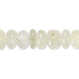 Bead, prehnite (natural), 10x4mm-12x9mm hand-cut faceted rondelle and faceted saucer with 0.4-1.4mm hole, B grade, Mohs hardness 6 to 6-1/2. Sold per 8-inch strand.