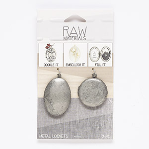 Focal and drop mix, antique nickel-finished &quot;pewter&quot; (zinc-based alloy), 25mm round with 20mm round setting and 35x25mm oval with 27x17mm oval setting. Sold per pkg of 2.