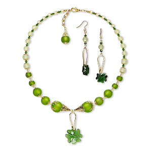 Necklace and earring set, One of a Kind Jewelry, 19-inch necklace. Only one available.