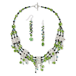Necklace and earring set, One of a Kind Jewelry, 19 inches. Only one available.
