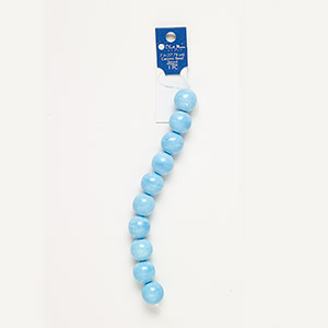 Bead, porcelain, blue, 17-18mm round with 2.5mm hole. Sold per 7-inch strand.