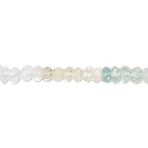 Bead, multi-beryl (natural / dyed / heated), 4x2mm-5x4mm hand-cut faceted rondelle with 0.4-1.4mm hole, B- grade, Mohs hardness 7-1/2 to 8. Sold per 13-inch strand.