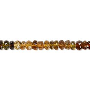 Bead, amber-green tourmaline (natural), shaded, 4x2mm-6x4mm hand-cut faceted rondelle with 0.4-1.4mm hole, B grade, Mohs hardness 7 to 7-1/2. Sold per 15-1/2&quot; to 16&quot; strand.